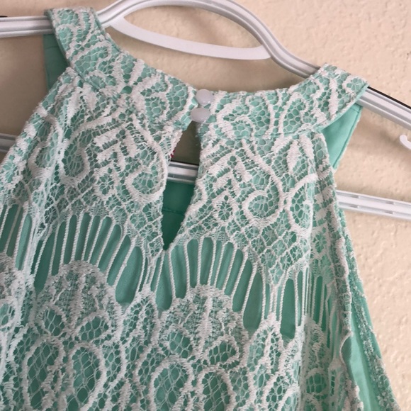 Lovely mint white spring teen’s dress by Pinky - Picture 10 of 10